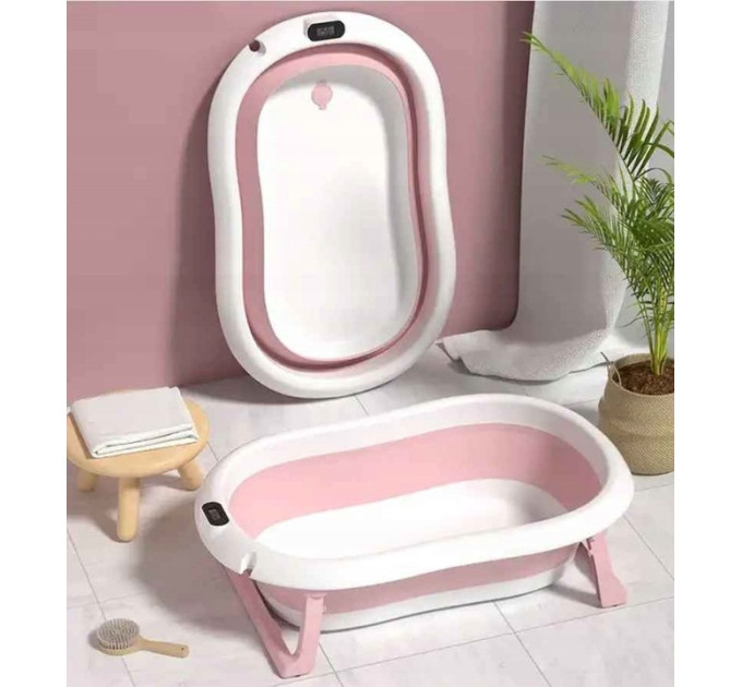 Дитяча ванна складна з подушкою, термометром Hanert KinderBad Pink