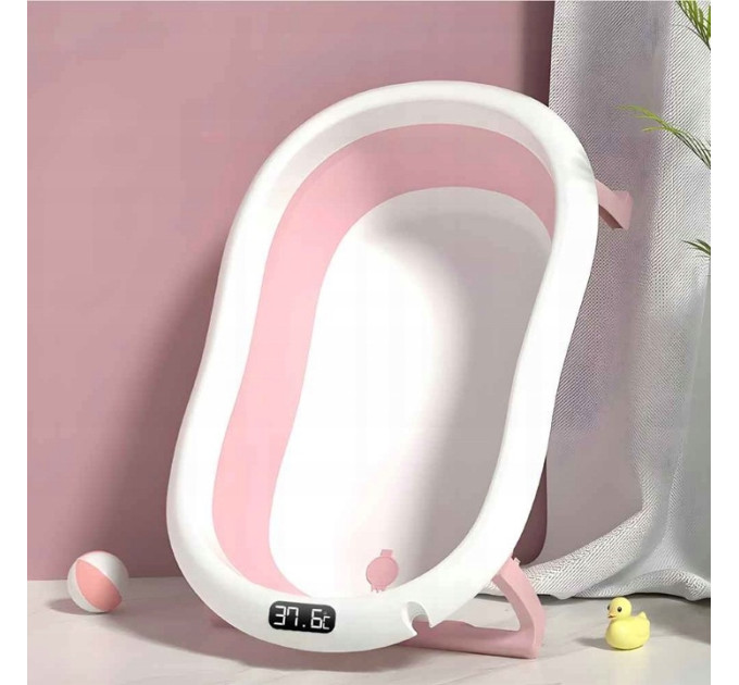 Дитяча ванна складна з подушкою, термометром Hanert KinderBad Pink