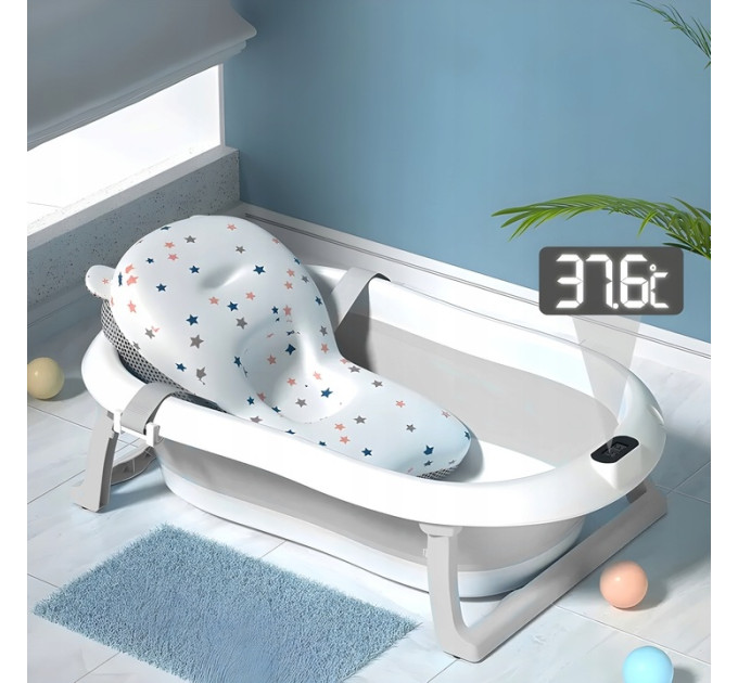 Дитяча ванна складна з подушкою, термометром Hanert KinderBad Grey