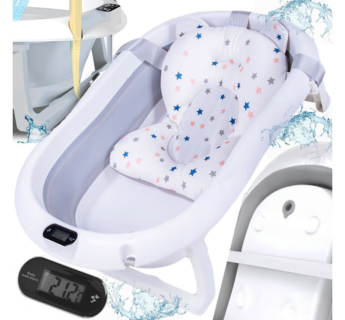 Дитяча ванна складна з подушкою, термометром Hanert KinderBad Grey
