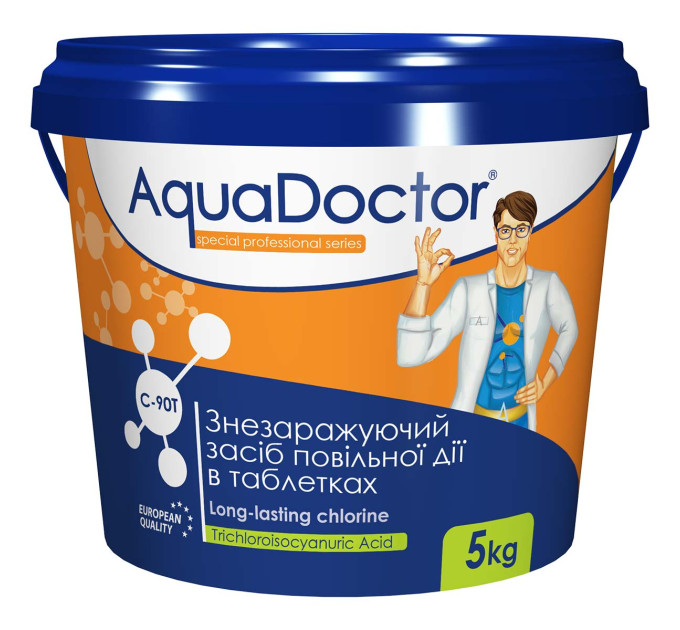 Хлор для басейну тривалої дії AquaDoctor C-90T 5кг
