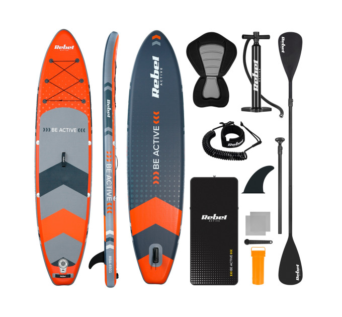 SUP дошка 350см Rebel ACTIVE RBA-4501-OR с аксессуарами сапборд 170 кг 350 x 81 х 15 см Orange