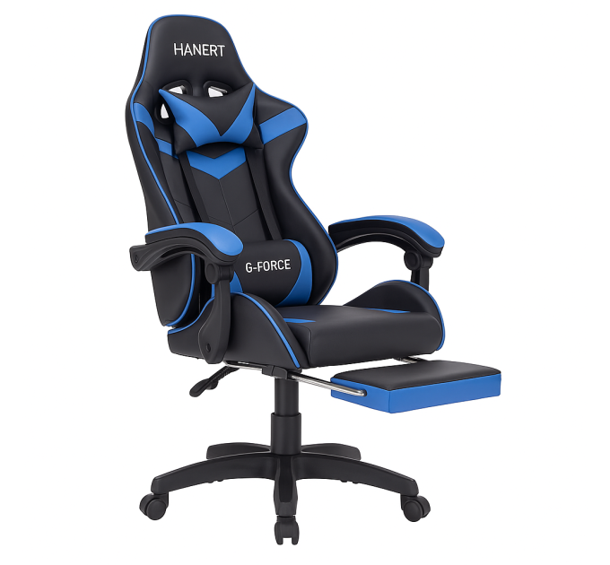 Геймерське крісло з підставкою для ніг Hanert G-Force Black/Blue