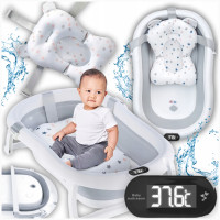 Детская ванночка складная с подушкой, термометром Hanert KinderBad Grey