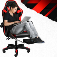 Крісло геймерське з підставкою для ніг Hanert G-Force Black/Red