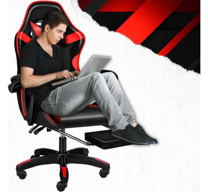 Кресло геймерское с подставкой для ног Hanert G-Force Black/Red