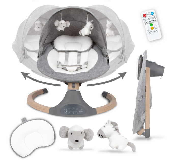 Шезлонг-качели 2в1 Kidwell LUXI Dark Melange/Wooden