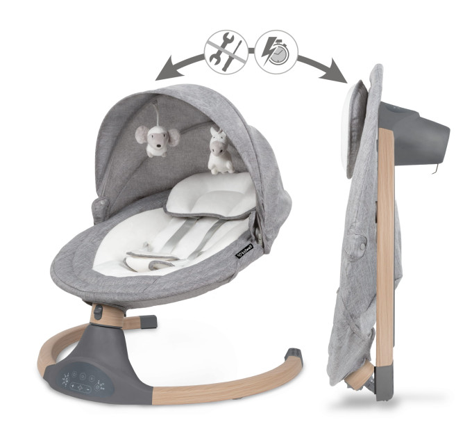 Шезлонг-качели 2в1 Kidwell LUXI Dark Melange/Wooden