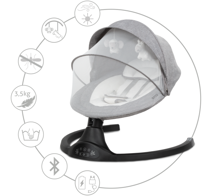 Шезлонг-качели 2в1 Kidwell LUXI Dark Melange/Black