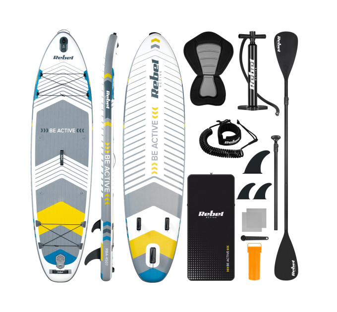 SUP доска 350см Rebel ACTIVE RBA-4507-OR с аксессуарами сапборд 170 кг 335 x 84 х 15 см White