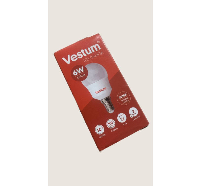 Світлодіодна лампа LED Vestum G-45 E14 1-VS-1203 6 Вт