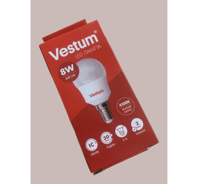 Светодиодная лампа LED Vestum G-45 E14 1-VS-1211 8 Вт