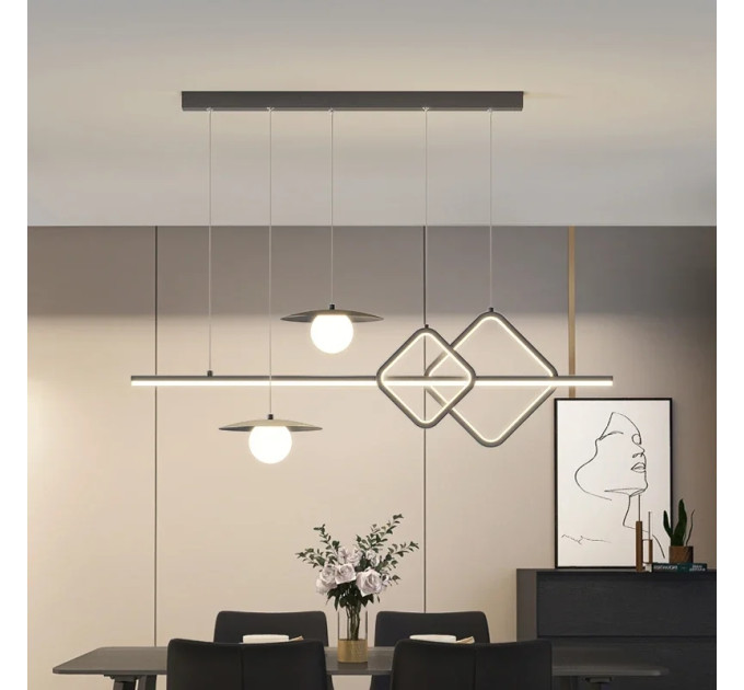 Люстра світлодіодна підвісна LED світильник для квартири на стелю лед 27603 Чорний 30-160х15х100 см.