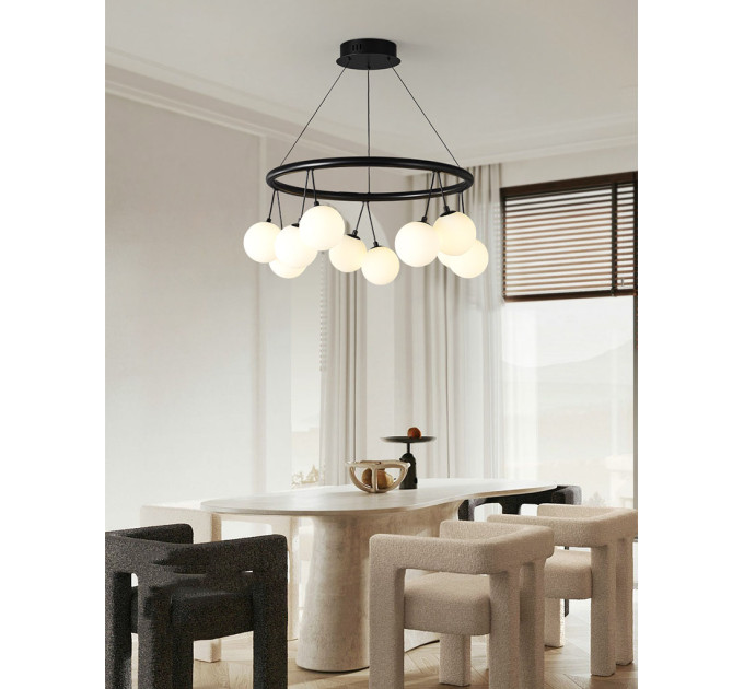 Люстра підвісна на 10 лампочок 27519 Чорний 45-160х65х65 см.