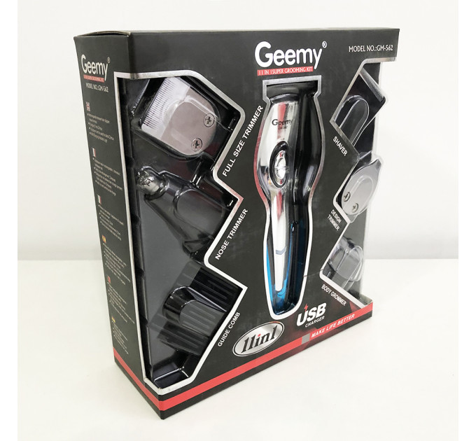 Машинка для стрижки, триммер мужской GEMEI GM-562, машинка для стрижки головы, с насадками для бороды