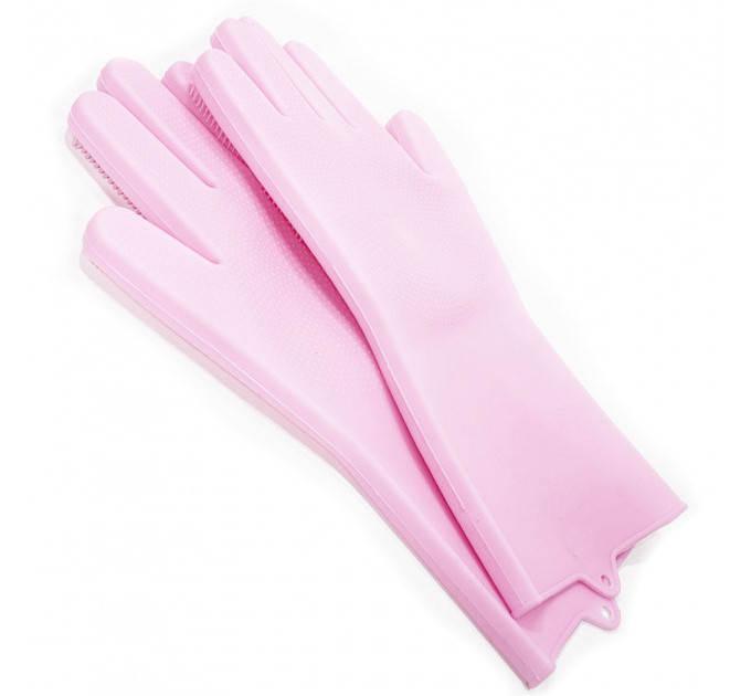 Силіконові рукавички Magic Silicone Gloves Pink для прибирання чистки миття посуду для будинку. Колір рожевий