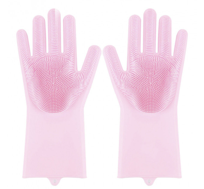 Силіконові рукавички Magic Silicone Gloves Pink для прибирання чистки миття посуду для будинку. Колір рожевий