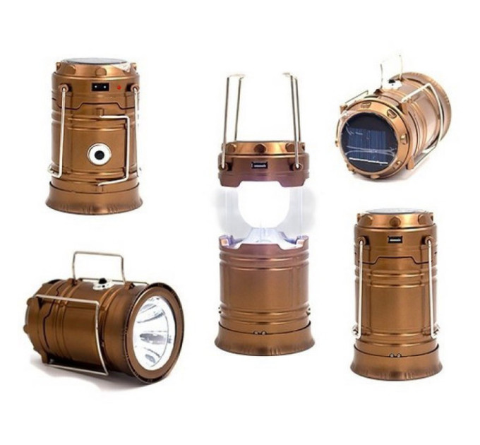 Туристичний ліхтар лампи на сонячній батареї з павером CAMPING MH-5800T (6+1 LED) Brown