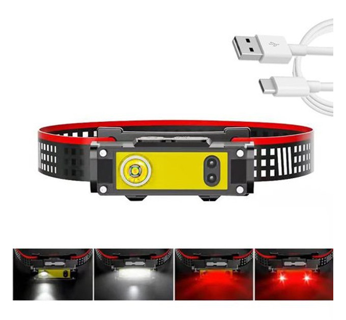 Фонарь налобный BL-T124-ХРЕ+COB (White+Red), фонарик светодиодный для туриста, водонепроницаемый фонарик