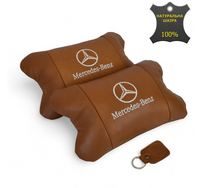 Комплект 2шт для подголовника Mercedes-Benz изготовлен из натуральной коричневой кожи. Комфорт в авто