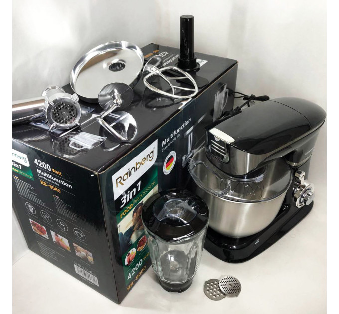 Многофункциональный кухонный комбайн Rainberg RB-8080 4200Вт 5л Тестомес, Мясорубка, Блендер Мощный