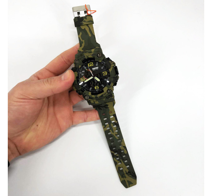 Годинник наручний чоловічий SKMEI 1520CMGN CAMO GREEN, годинник військовий чоловічий, для військовослужбовців. Колір: камуфляж