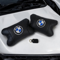 Авто подушки 2 шт — набор BMW из натуральной кожи, на подголовник в машину, Автомобильная подушка БМВ