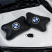 Авто подушки 2 шт — набор BMW из натуральной кожи, на подголовник в машину, Автомобильная подушка БМВ
