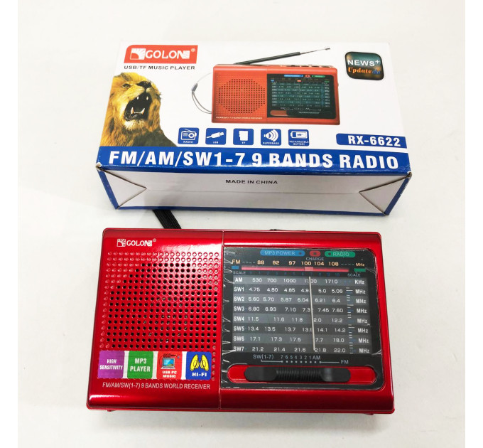 Портативна стовпчик радіо MP3 USB Golon RX-6622. Колір: червоний
