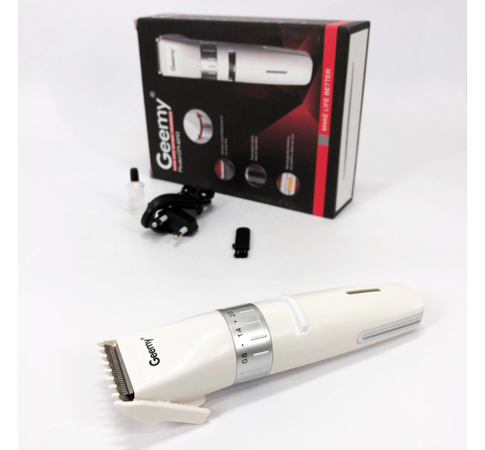 Аккумуляторная машинка для стрижки волос Gemei GM-6042, подстригательная машинка. Цвет: белый