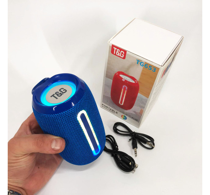 Портативная Bluetooth-колонка TG653 USB с ремешком, Беспроводная колонка портативная мощная. Цвет: синий