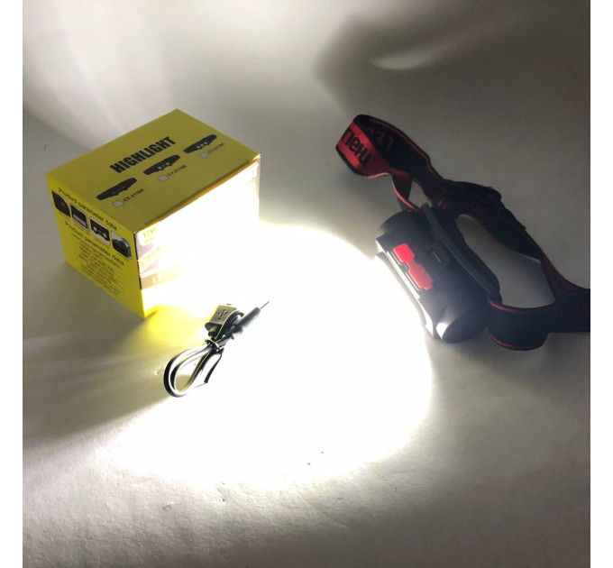 Ліхтар налобний PLD-2119B-XPE+2COB(white+red), Ліхтар на голову для риболовлі, Водонепроникний ліхтарик