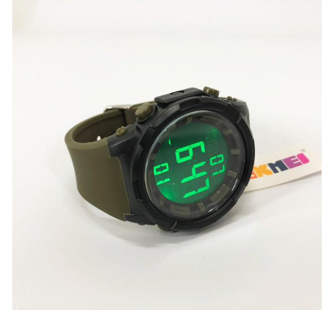 Годинник наручний чоловічий SKMEI 1845AG ARMY GREEN, армійський водостійкий тактичний годинник. Колір: зелений
