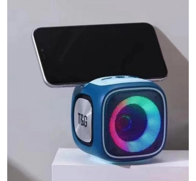 Портативна Bluetooth колонка TG359 7W з підсвічуванням RGB, акумуляторна колонка для музики. Колір: синій