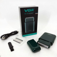 Аккумуляторная мужская мини электробритва VGR V-390 для бритья бороды и усов шейвер. Цвет: зеленый