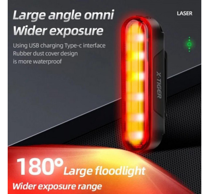 Велосипедный фонарь аккумуляторный LEADBIKE LD80-6LED с лазерной разметкой велофонарь, Фонарь стоп