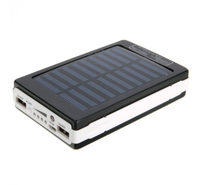 УМБ Power Bank Solar 40000 mAh мобільне зарядне із сонячною панеллю та лампою. Колір: чорний
