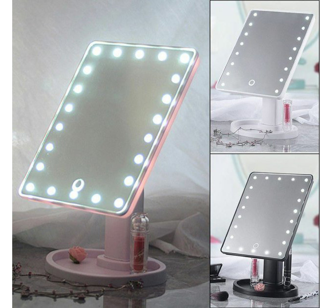 Дзеркало для макіяжу з 16 LED підсвічуванням Mirror White, Дзеркало, що світиться, для макіяжу. Колір: білий