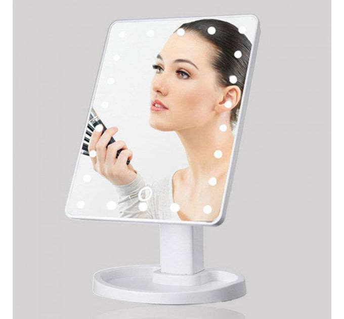 Дзеркало для макіяжу з 16 LED підсвічуванням Mirror White, Дзеркало, що світиться, для макіяжу. Колір: білий