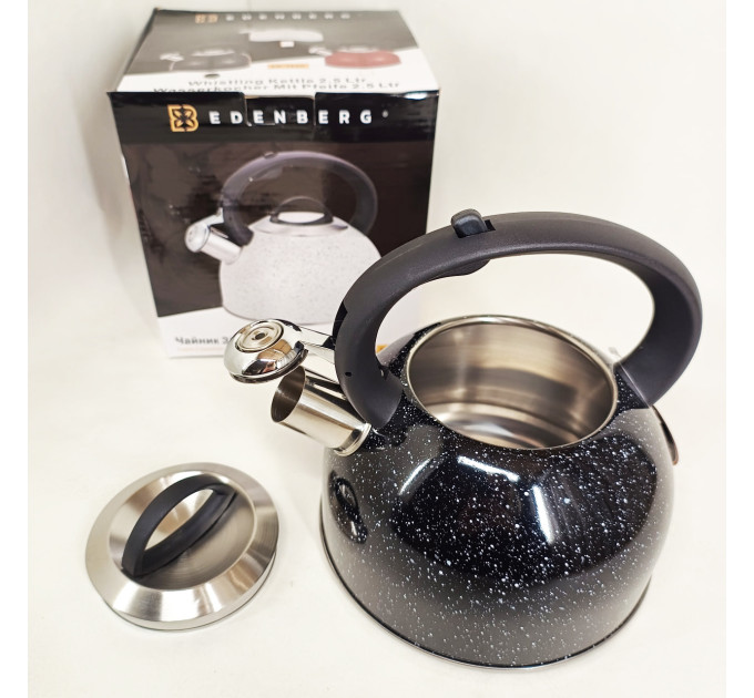 Чайник із свистком Edenberg EB-1440 з мармуровим покриттям 3л Black