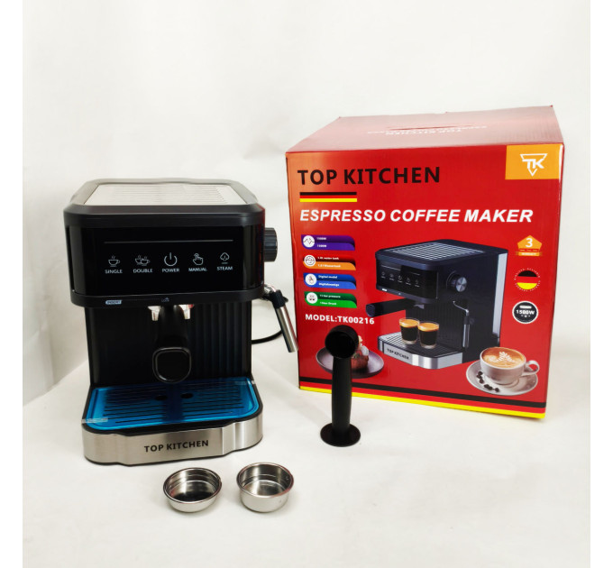 Кавоварка еспресо Top Kitchen TK00216 1500Вт 15 бар 1.8л з капучинатором, підігрівом чашок