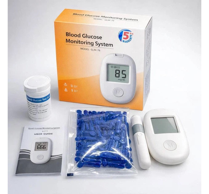 Глюкометр Glucose Meter GLM-76 с тест-полосками 50 шт – прибор для измерения сахара в крови