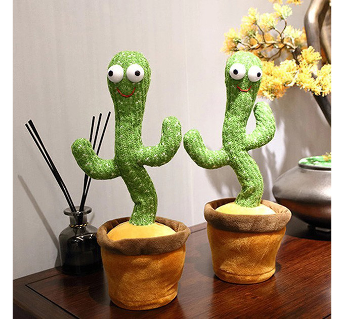 Танцующий кактус поющий 120 песен с подсветкой Dancing Cactus TikTok игрушка Повторюшка кактус