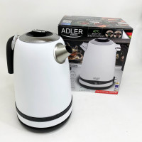 Чайник металевий Adler AD 1295w 1.7л 1850Вт електричний з терморегулятором 40-100 °С White