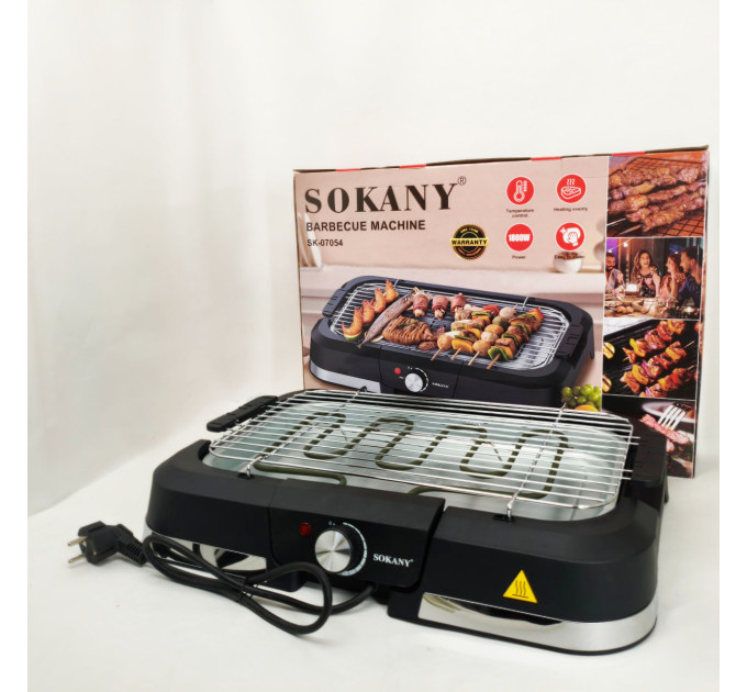 Барбекю электрический гриль Sokany SK-07054 2000Вт настольный бездымный для приготовления мяса и овощей