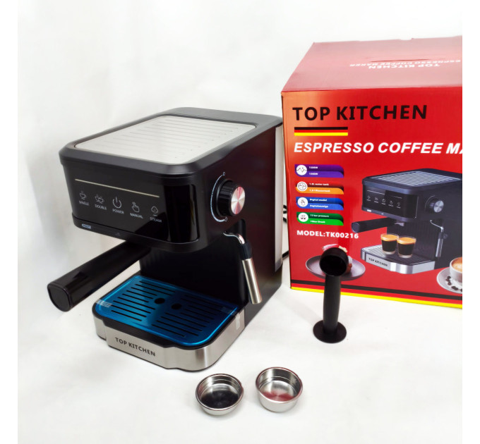 Кавоварка еспресо Top Kitchen TK00216 1500Вт 15 бар 1.8л з капучинатором, підігрівом чашок