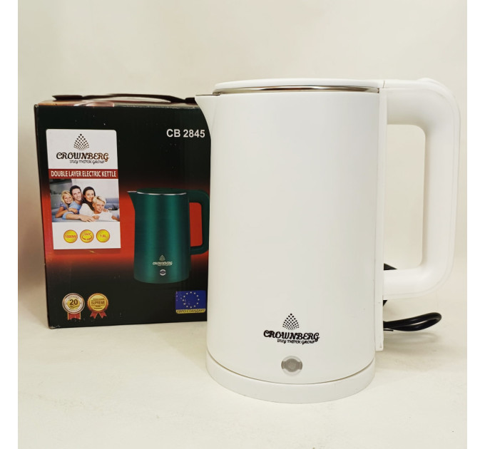 Электрочайник Crownberg CB-2845 дисковый 1.8л 1800Вт White