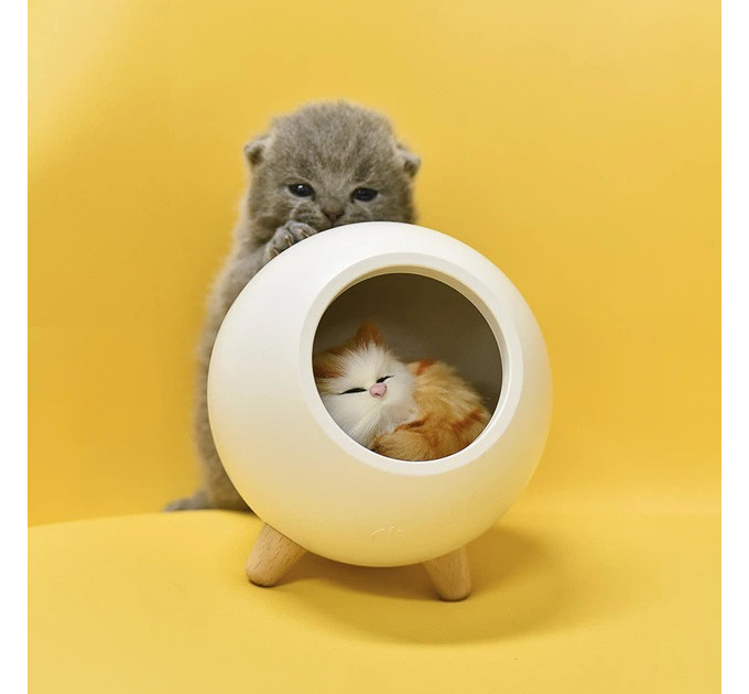 Креативний портативний дитячий нічник Котик у будиночку Cat House Білий Світильник з регулюванням яскравості