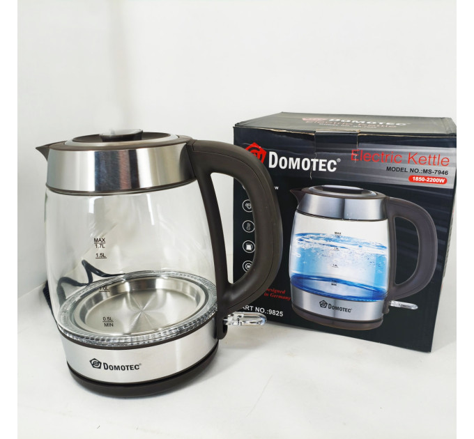 Електричний чайник Domotec MS-7946 скляний 1.7л 2200Вт