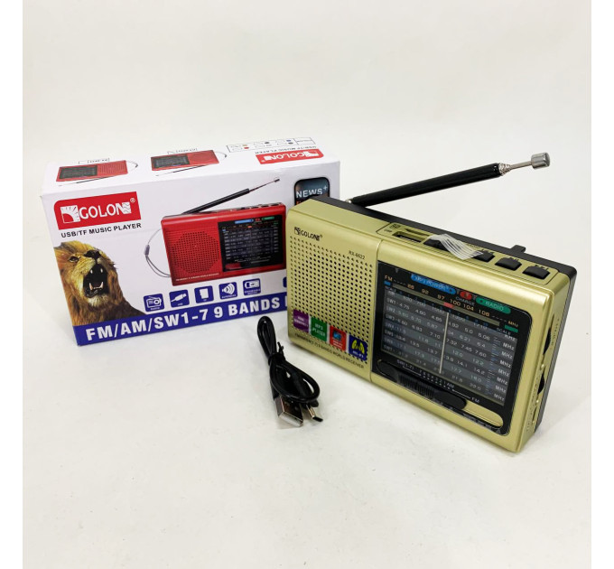 Портативная колонка радио MP3 USB Golon RX-6622. Цвет: золотой